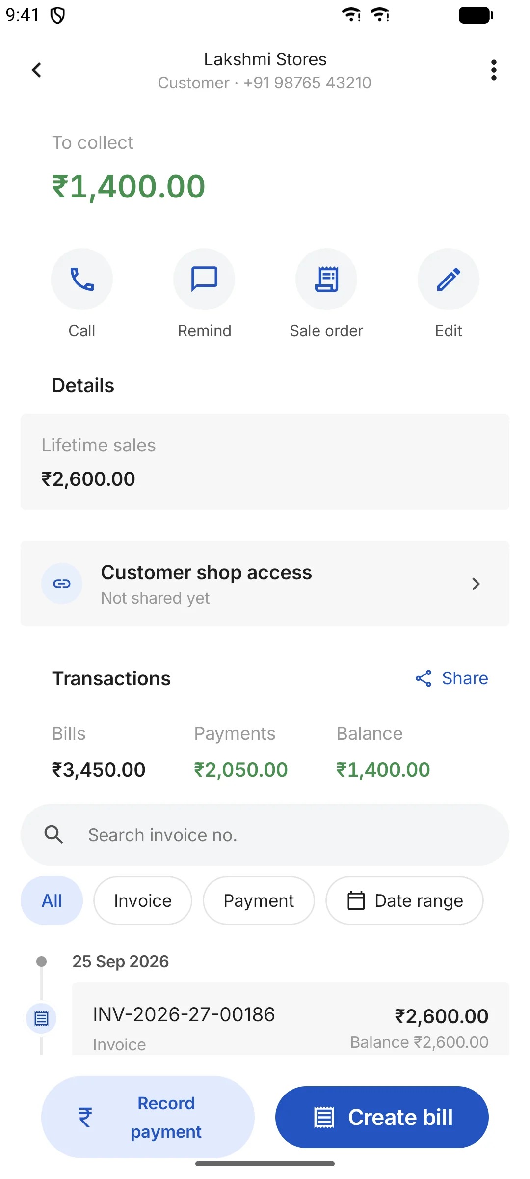 Customer ledger